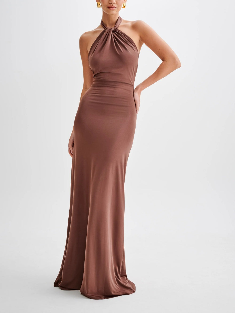 Damska Sukienka Maxi Halter — Odkryte Plecy, Dopasowana Talia, Letnia
