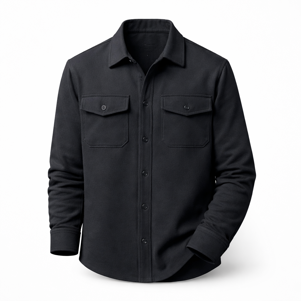 Beżowy męski overshirt z kieszeniami na piersi