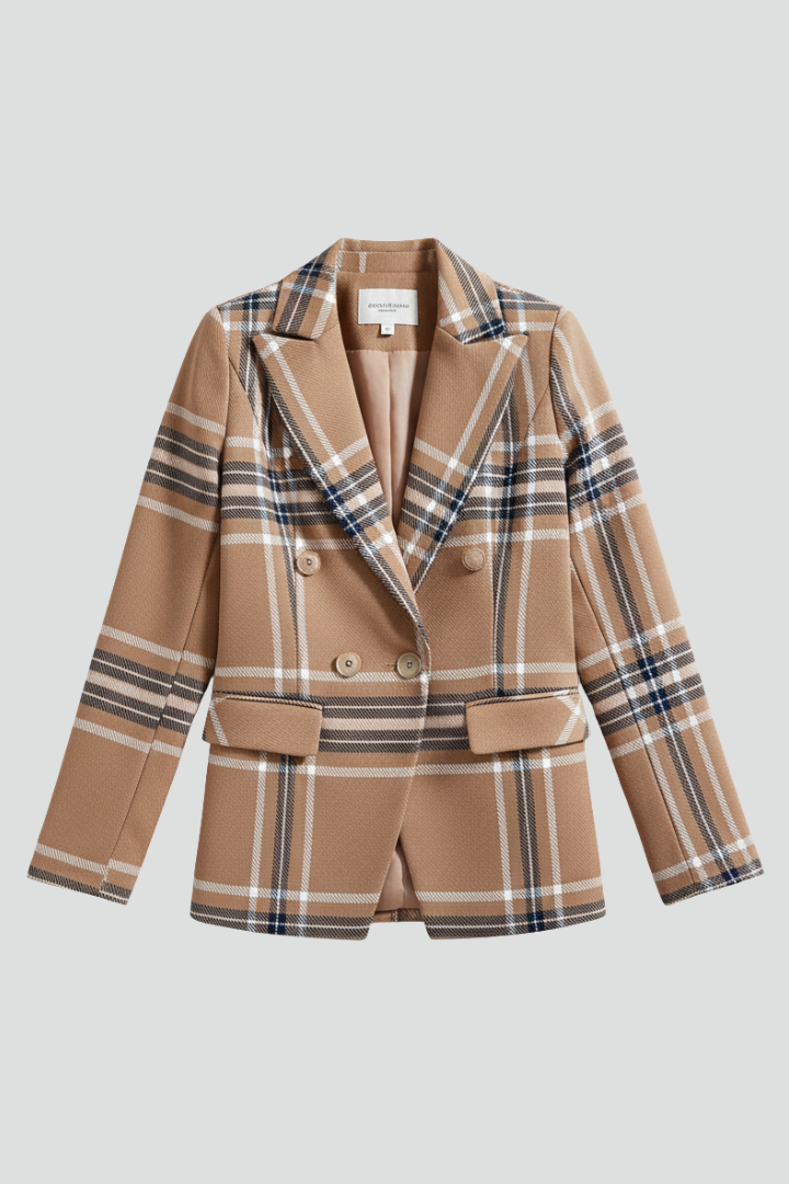 Damski Blazer z Klapami i Fakturowan膮 Powierzchni膮