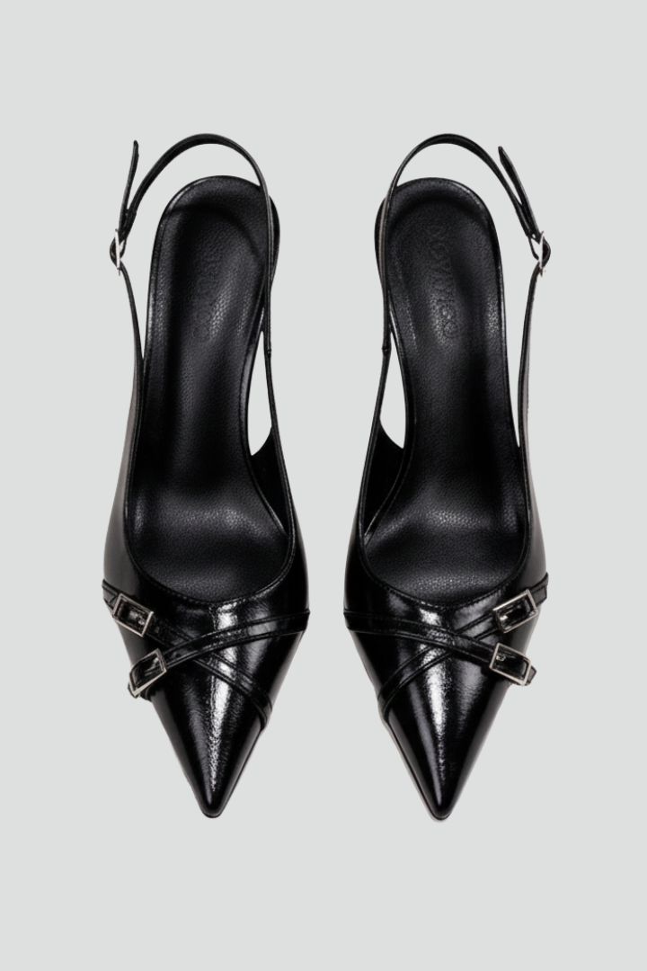 Damskie Czółenka ze Spiczystym Noskiem i Paskiem ze Sprzączką