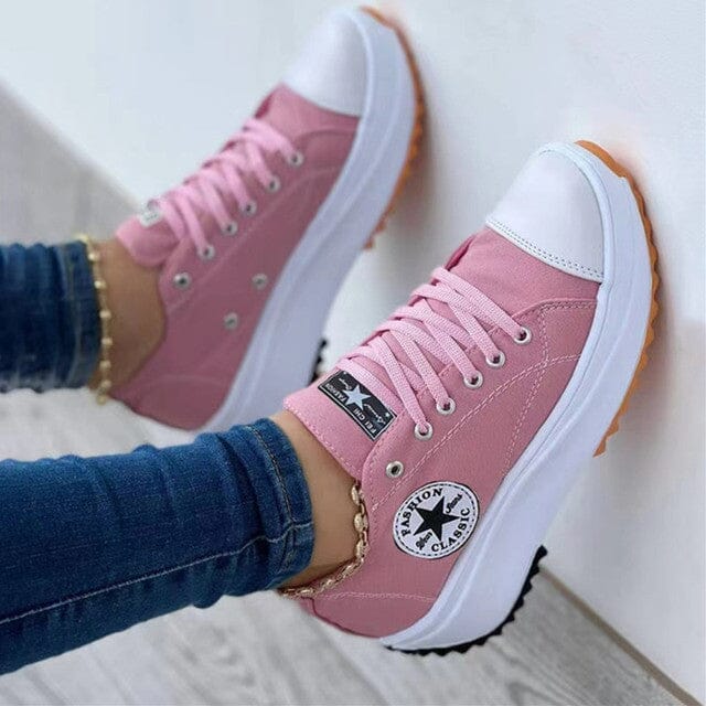 Damskie sneakersy sznurowane na wysokiej ząbkowanej podeszwie