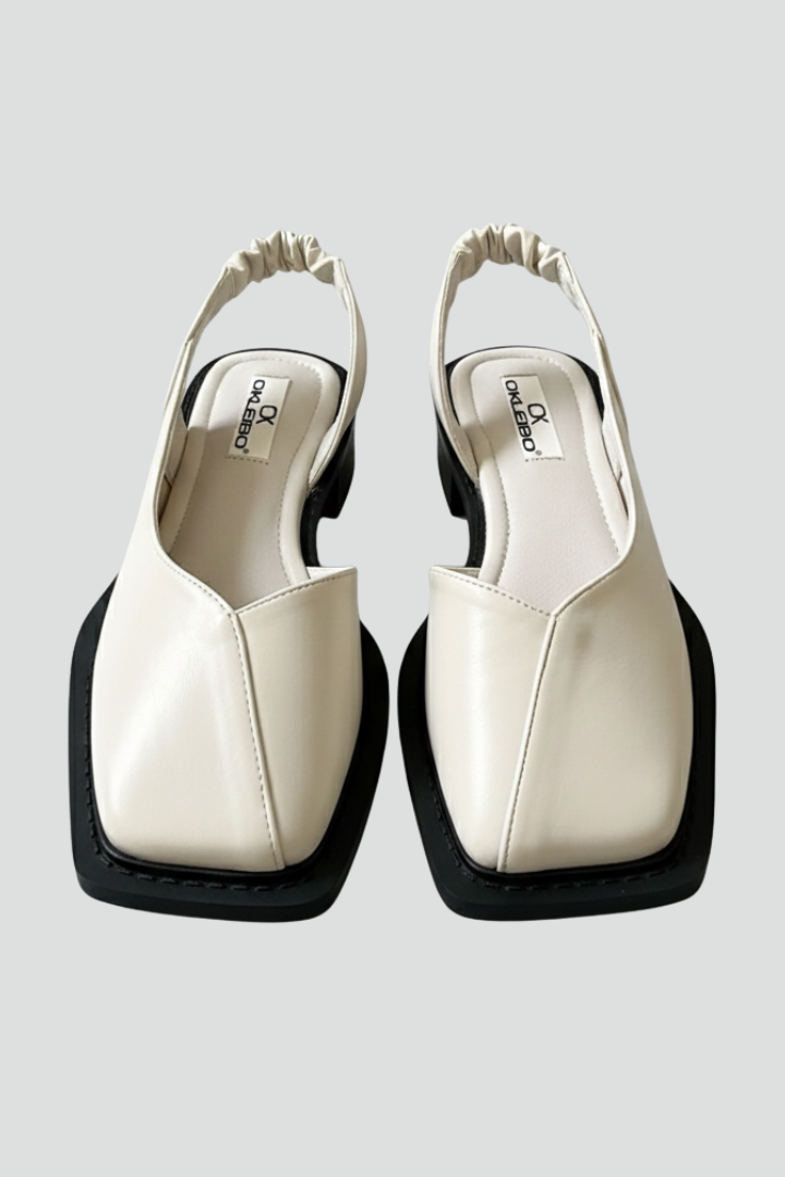 Damskie Sandały z Obcasem na Słupku i Kwadratowym Noskiem