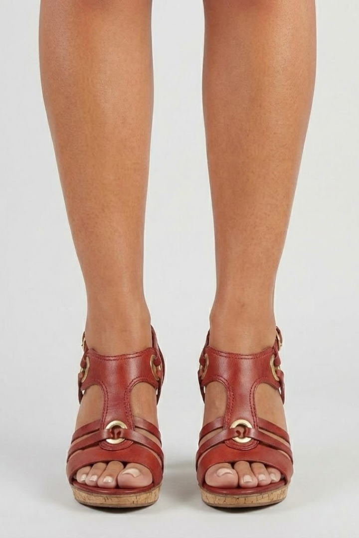 Damskie Sandały na Obcasie z Wieloma Paskami i Otwartym Noskiem