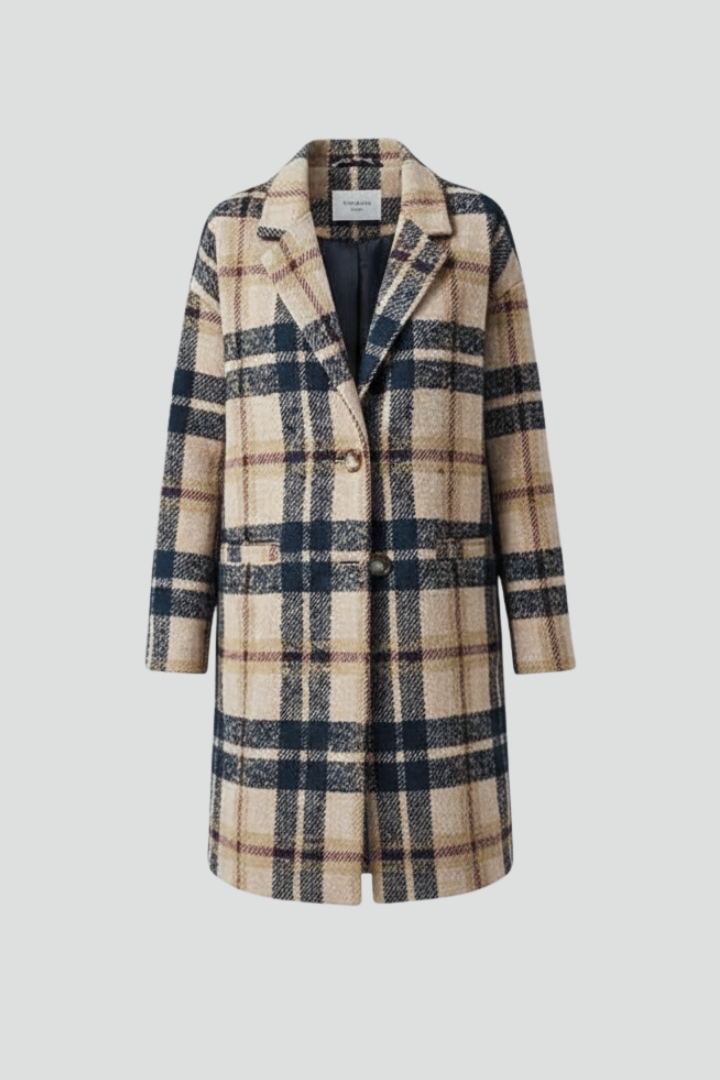 Damski Płaszcz z Zapięciem na Guziki i Kieszeniami