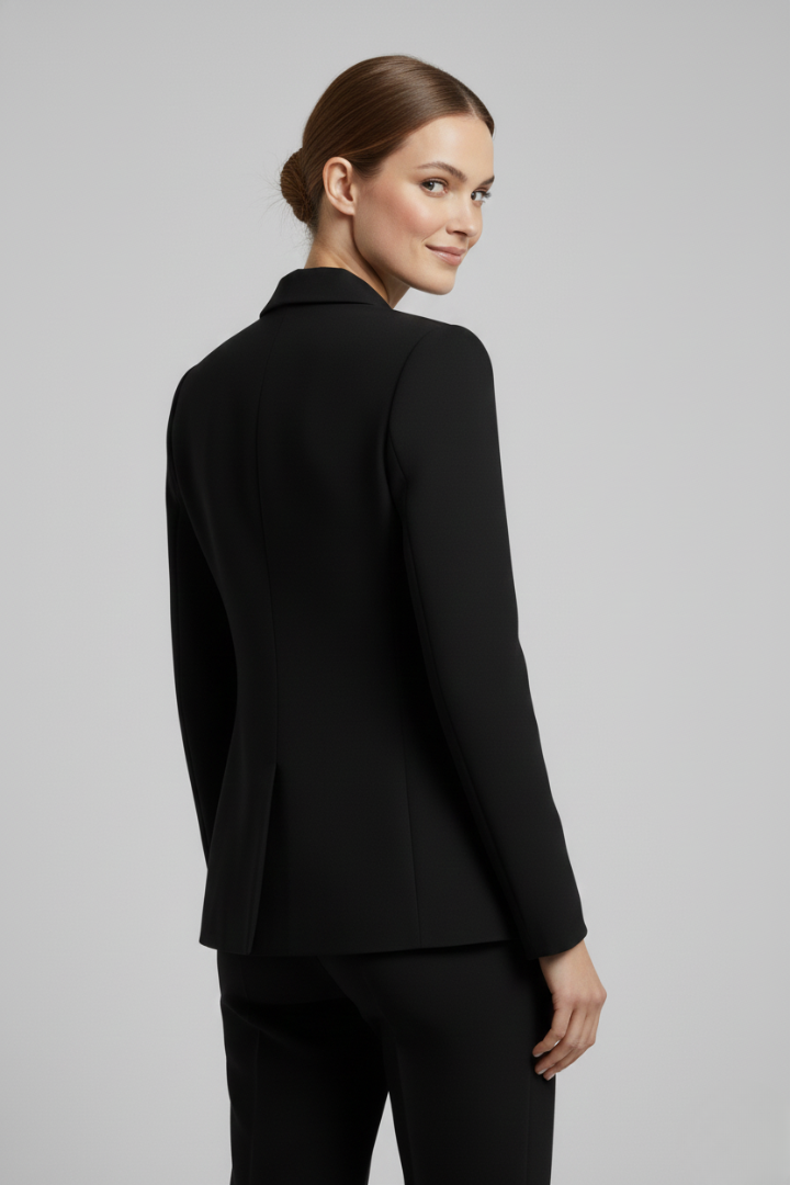 Damski Blazer z Dwurzędowym Zapięciem i Złotymi Guzikami