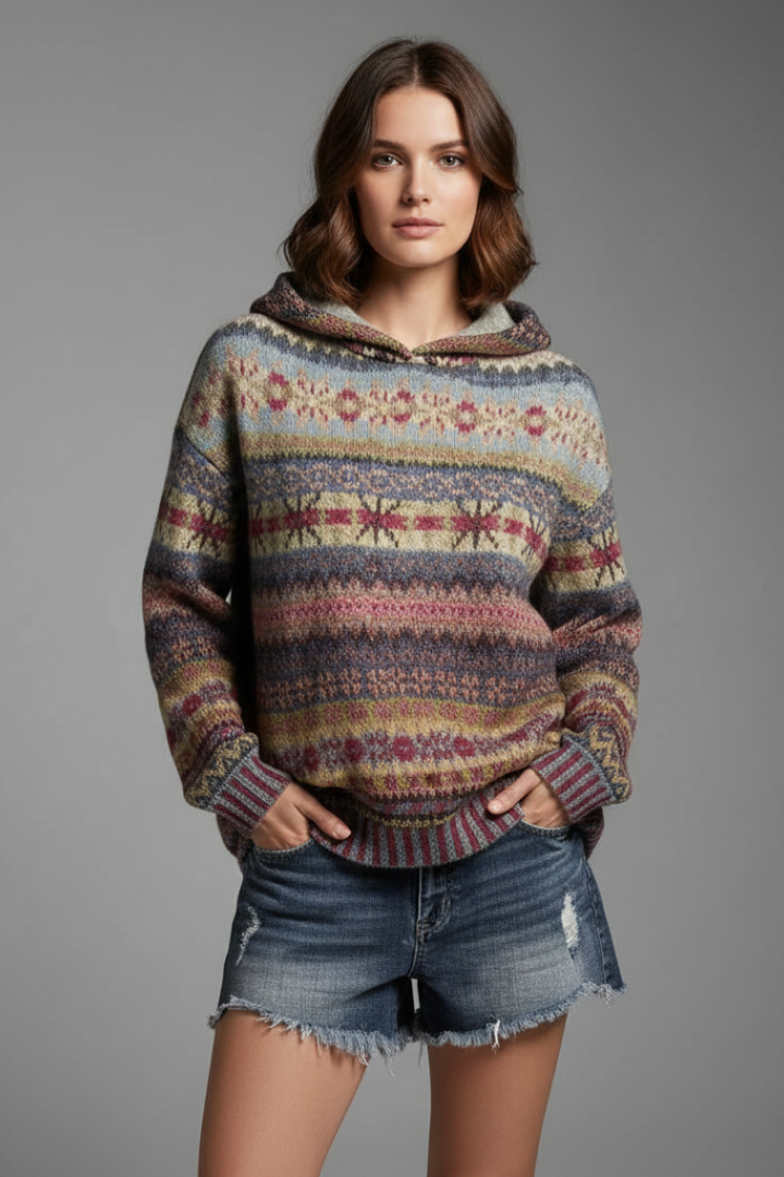 Damska Bluza Dresowa z Kapturem i Żebrowanymi Mankietami