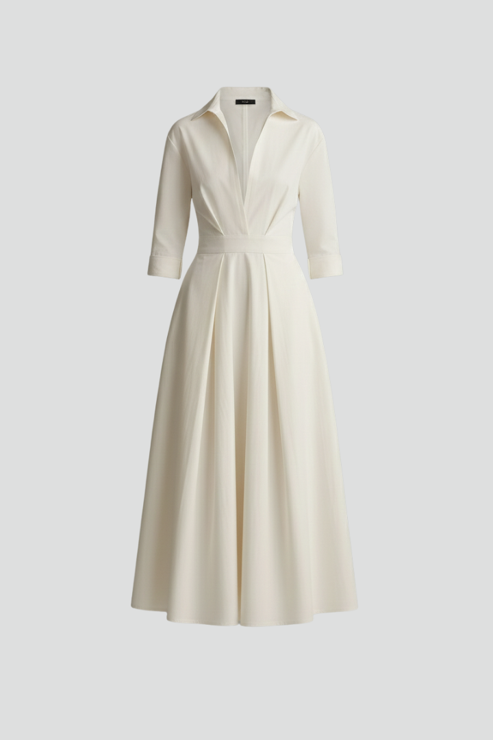 Damska Sukienka Midi z Podkreśloną Talią