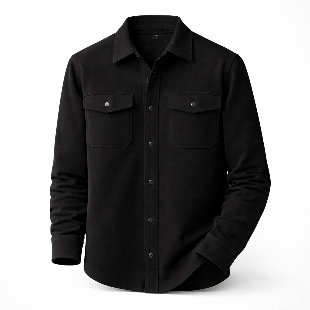 Beżowy męski overshirt z kieszeniami na piersi