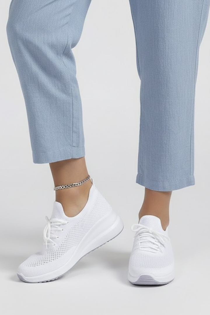 Damskie Sneakersy z Dzianinową Cholewką i Warstwową Podeszwą
