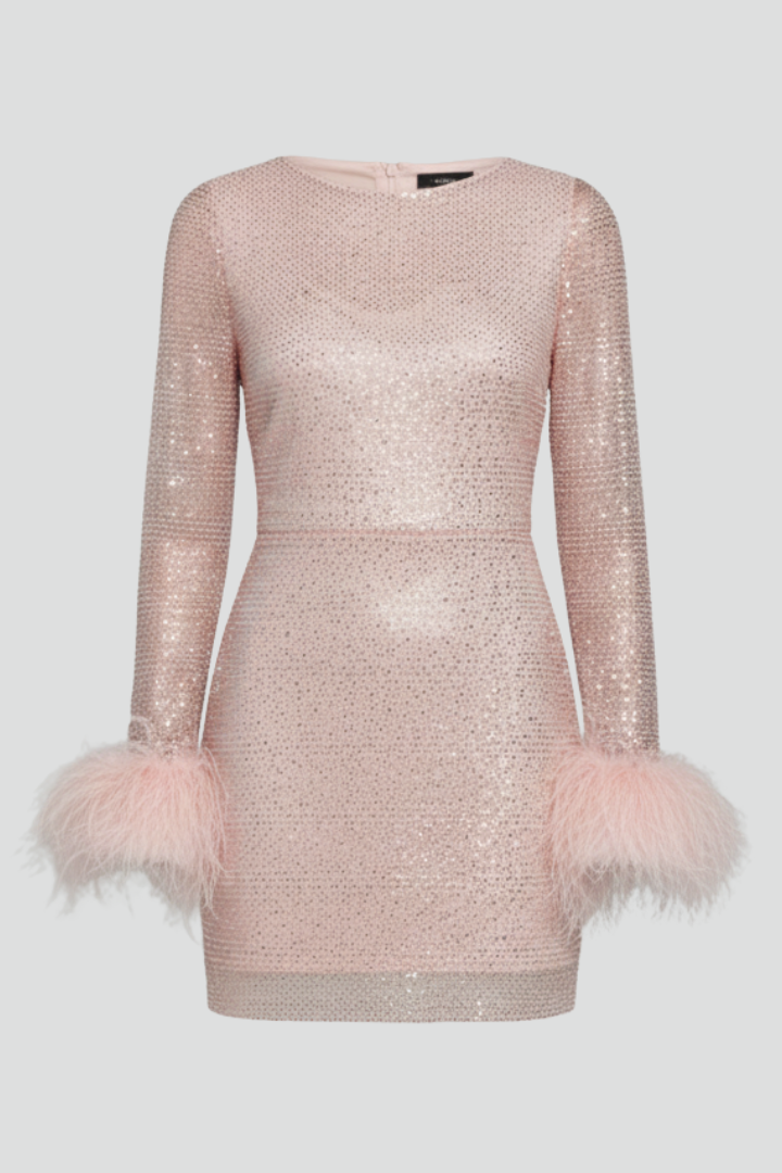 Damska Sukienka z Okrągłym Dekoltem i Dopasowaną Talią