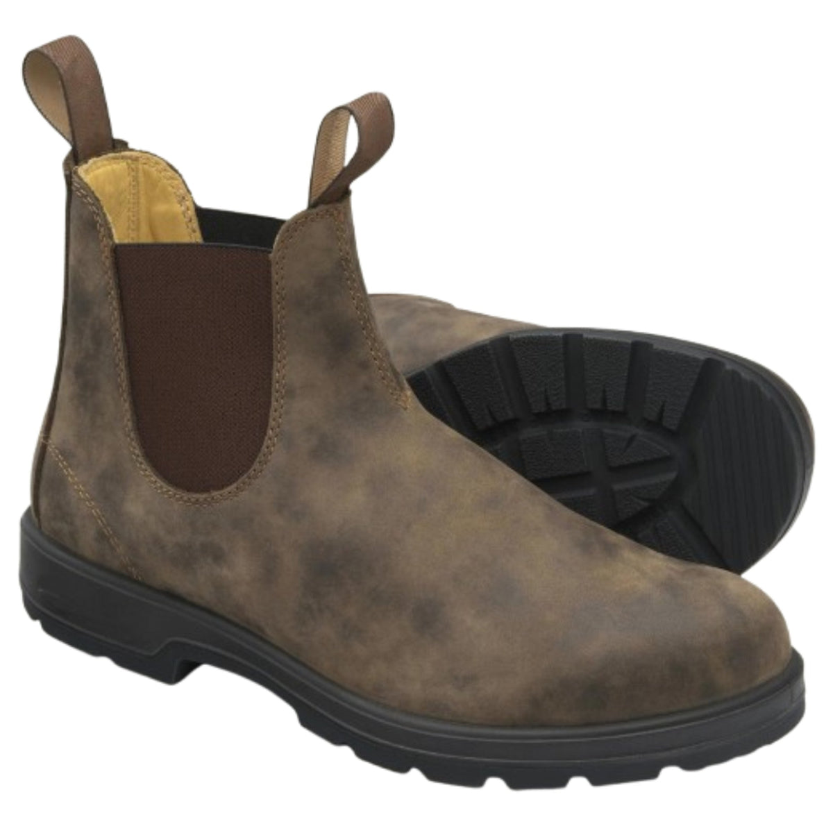 Botki Chelsea za kostkę z okrągłym noskiem, bocznymi panelami i bieżnikowaną podeszwą