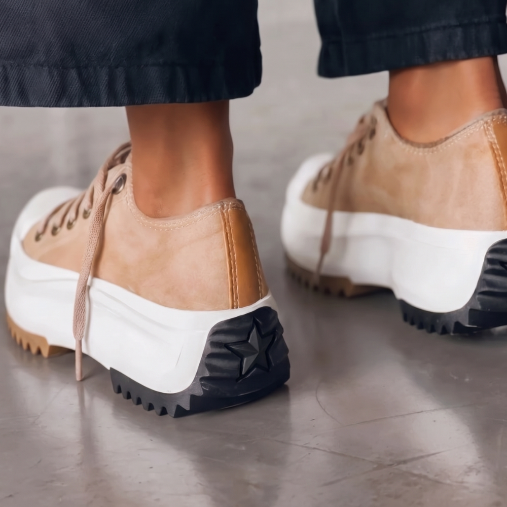 Damskie sneakersy na platformie z kontrastowym noskiem