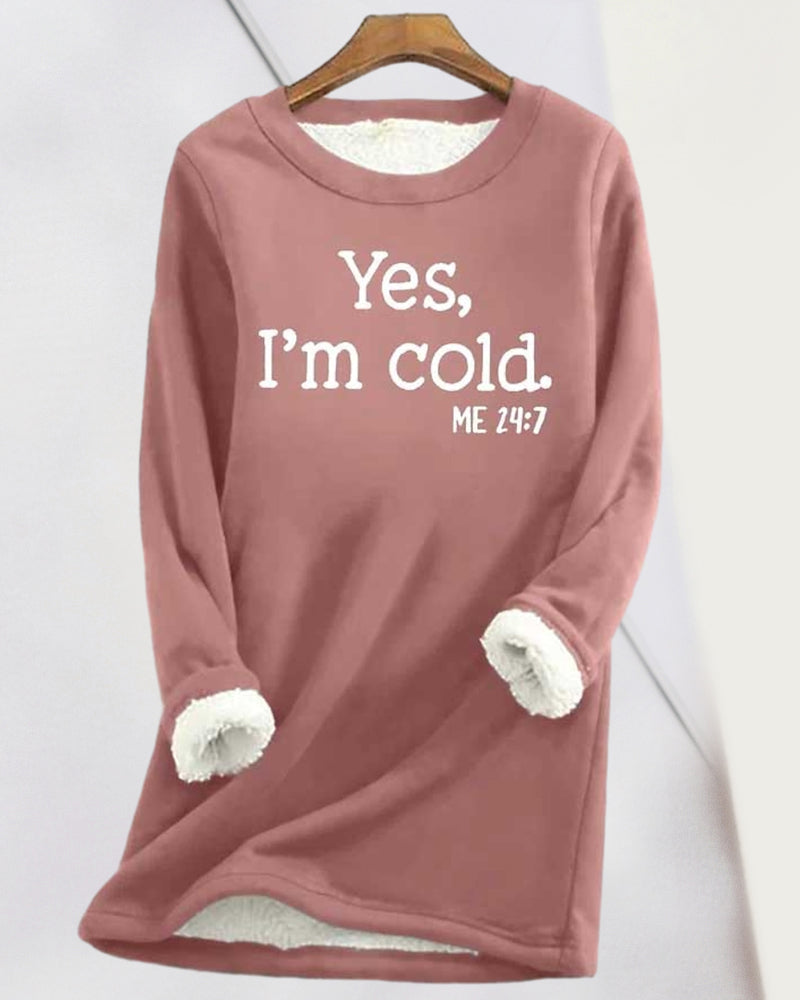 Sweatshirt til damer med teksttryk og rund hals