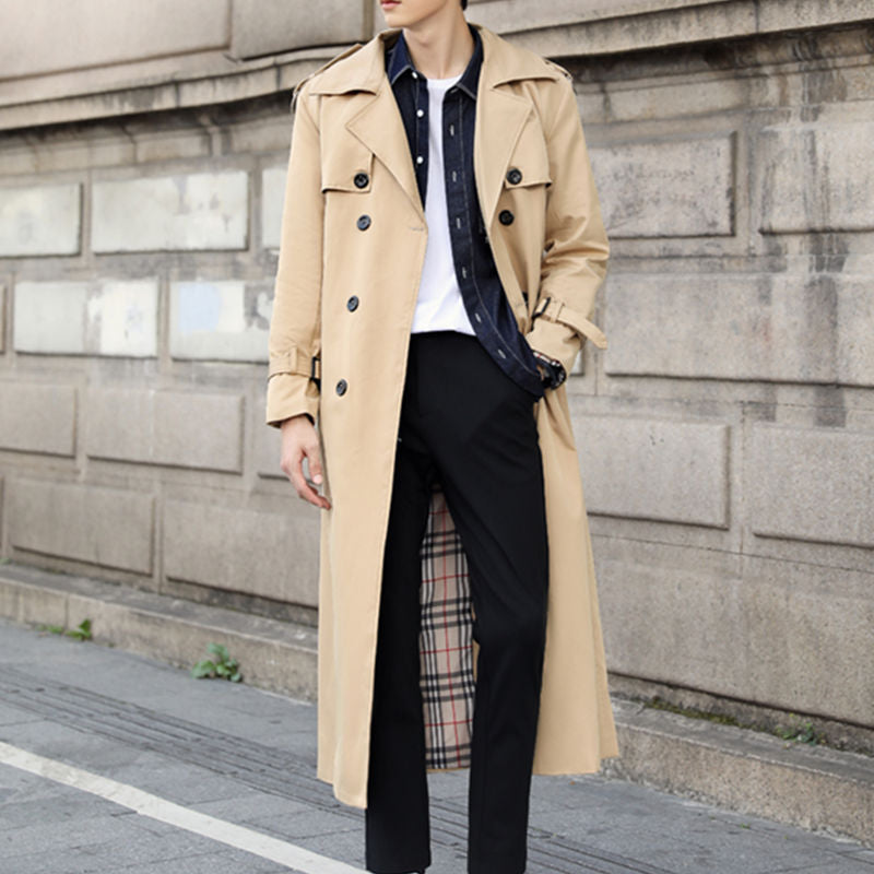 Trench donna doppiopetto lungo con cintura