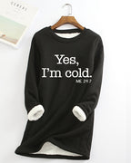 Sweatshirt til damer med teksttryk og rund hals
