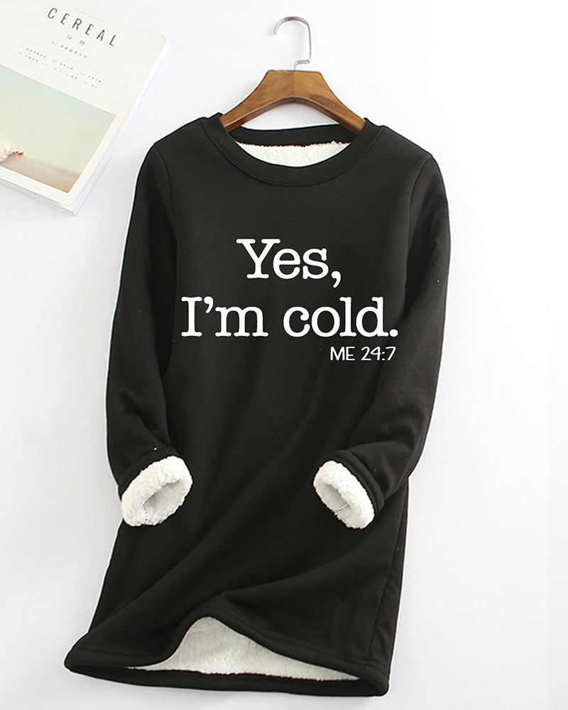 Sweatshirt til damer med teksttryk og rund hals