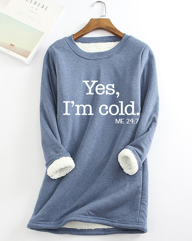 Sweatshirt til damer med teksttryk og rund hals