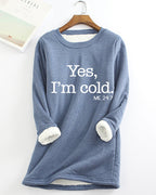 Sweatshirt til damer med teksttryk og rund hals