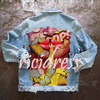 Veste en jean femme à manches longues et imprimé