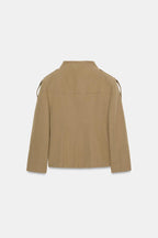 Veste femme kaki à col montant et poches