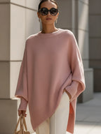 Pull oversize femme à col rond et manches larges
