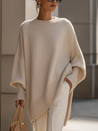 Pull oversize femme à col rond et manches larges