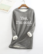 Sweatshirt til damer med teksttryk og rund hals