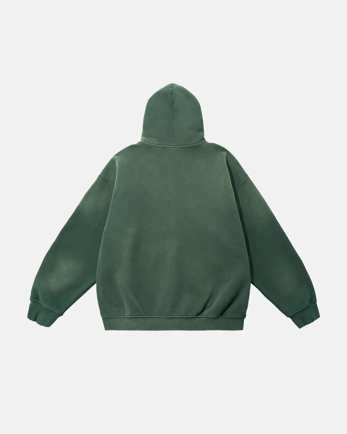 Grøn hættetrøje med lynlås og lomme, unisex