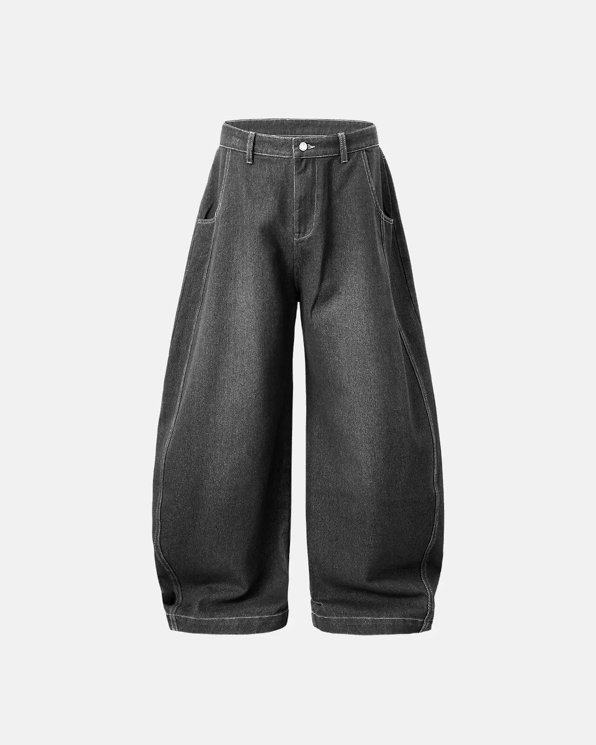 Baggy jeans til damer med tøndeform og høj talje
