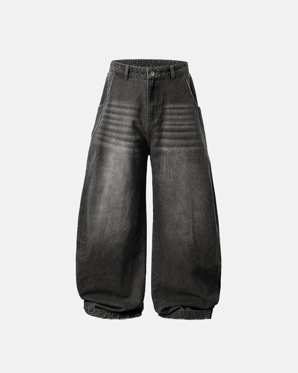 Baggy jeans til damer med tøndeform og høj talje
