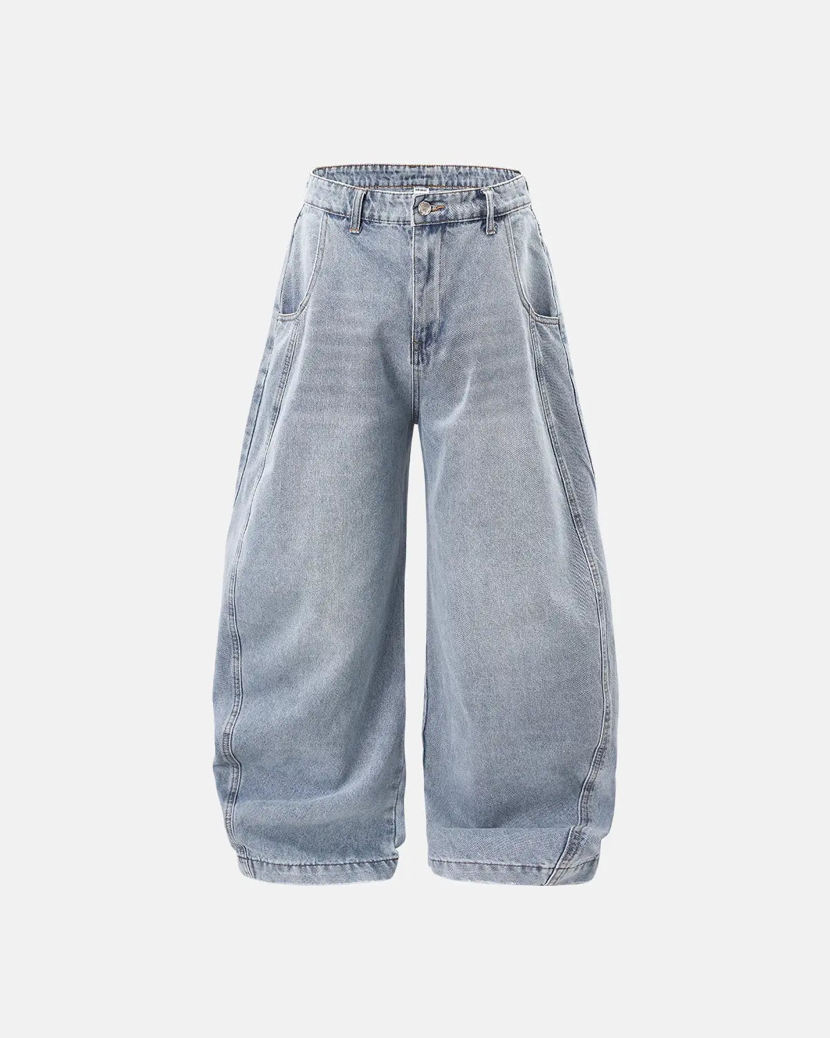 Baggy jeans til damer med tøndeform og høj talje
