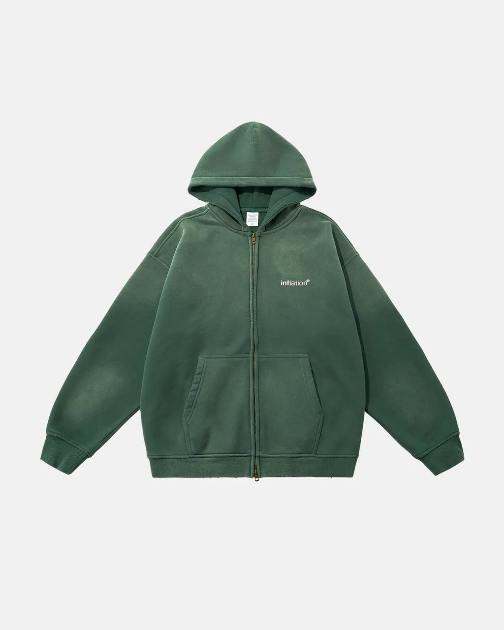 Felpa con cappuccio e zip verde con tasca