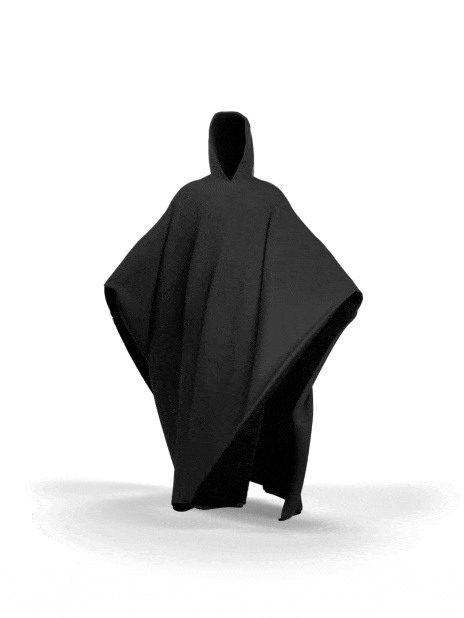 Poncho unisex con cappuccio, taglio ampio, fodera