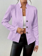 Blazer de malha de mulher texturado com botões