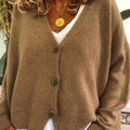 Cardigan donna in maglia con scollo a V e bottoni