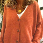 Cardigan donna in maglia con scollo a V e bottoni