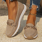 Mocassins femme plats avec chaînette décorative