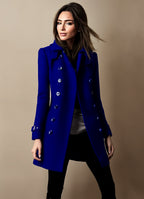 Manteau long femme croisé à revers