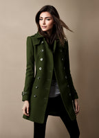 Manteau long femme croisé à revers