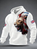Sweat à capuche homme, manches longues, imprimé lion