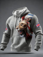 Sweat à capuche homme, manches longues, imprimé lion