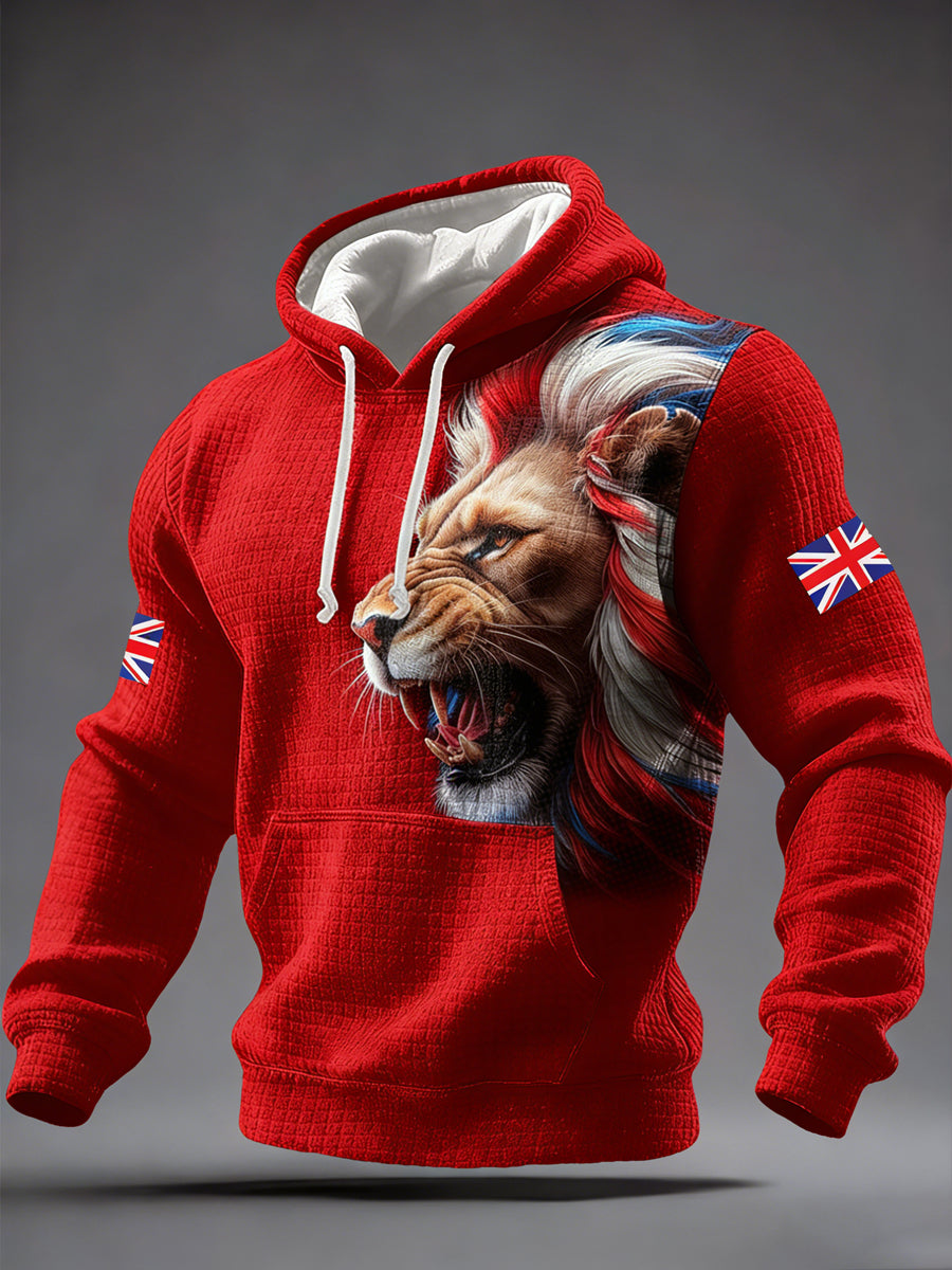 Sweat à capuche homme, manches longues, imprimé lion