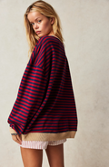 Damska bluza oversize w kolorowe paski z długim rękawem