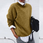 Maglione donna girocollo, maniche lunghe, taglio ampio