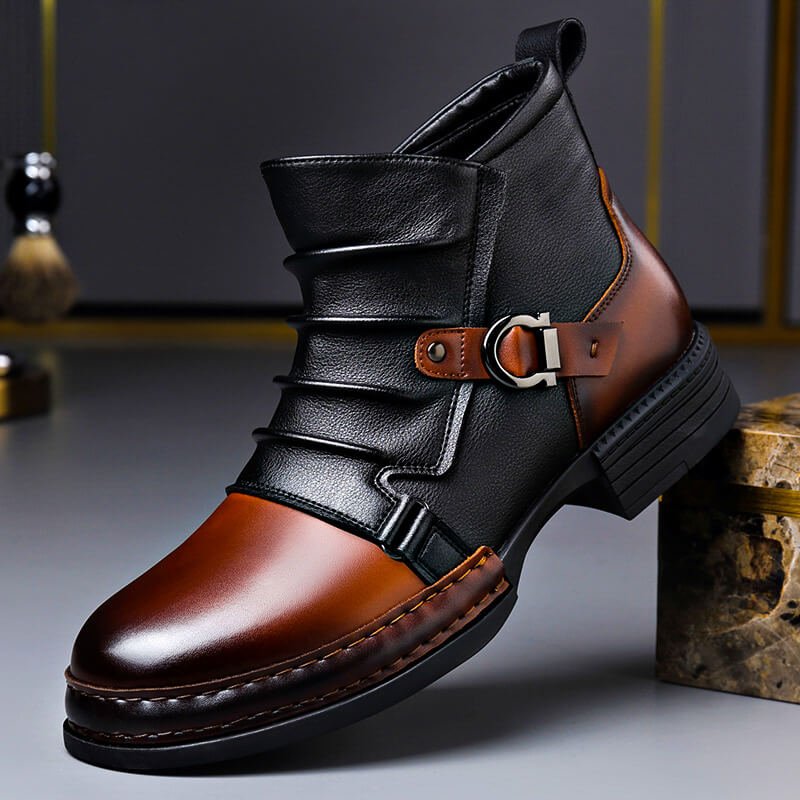 Scarpe uomo alla caviglia con fibbie e cinturini decorativi