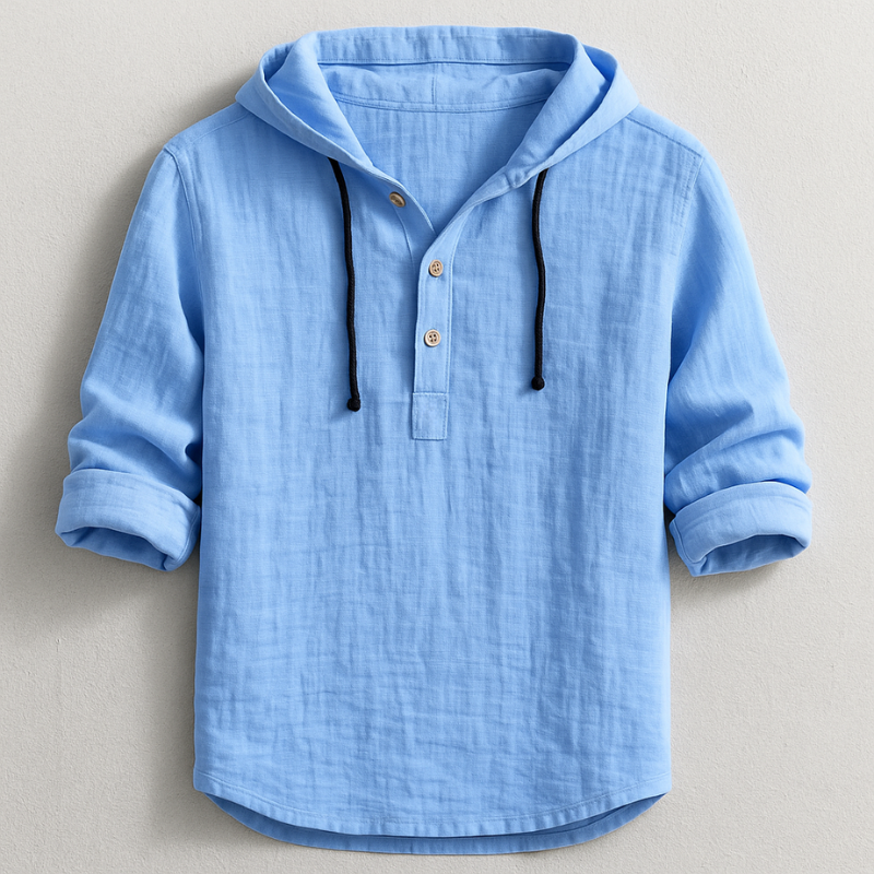 Camisa unisex con capucha, manga larga y botones