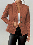 Blazer de malha de mulher texturado com botões
