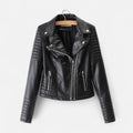 Giubbotto biker donna nero con maniche trapuntate