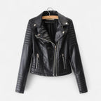 Giubbotto biker donna nero con maniche trapuntate