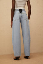 Wide leg jeans til damer med høj talje, lyseblå